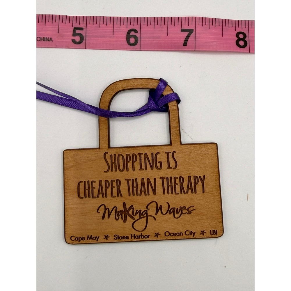 Making Waves Wood Shopping Bag Ornament Cape May Stone Harbor Ocean City LBI NJ